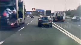 Driver cheats death after making terrifying last-minute turn across a motorway