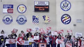 LAUSD, Los Angeles Unified School District Teachers Picketing for Better Wages and Classroom Conditions-Speech by School Board Candidate Dr. Rivas