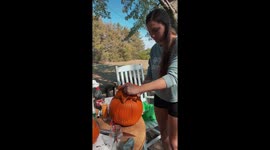 Carving out a pumpkin for my baby’s first Halloween to do a photo shoot