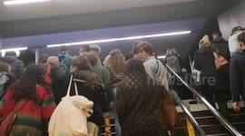 Commuters at Kings Cross Station get evacuated due to a fire alert