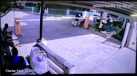 Biker avoids major injury due to helmet after crashing into security barrier
