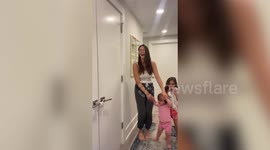 Inspiring moment two-year-old with Down's syndrome takes her first steps