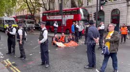 Just Stop Oil protesters block junction in London's Holborn on day 21 of protests