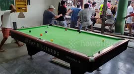 Players flee from snooker hall as earthquake rocks building in the Philippines