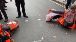 Police remove Just Stop Oil protesters blocking major road in Holborn, Central London