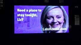 Hello Boris v Need a place to stay tonight, Liz? LateRooms trucks sliding on Whitehall