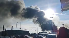 Smoke cloud after fire erupts in Aguascalientes, Mexico