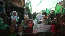 Supporters of Hamas movement gather in Jabalia to protest Israeli occupation