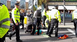 Just Stop Oil protesters block roads in Islington, London, on Saturday
