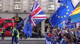 National Rejoin EU March 2022 outside The Ritz London on Piccadilly