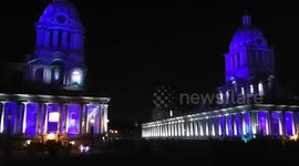 Old Royal Naval College in London's Greenwich lights up for Diwali