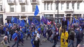 National Rejoin EU March 2022 proceeds along Pall Mall in central London