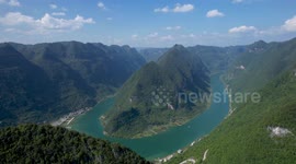 Aerial View Of The First Bay of Hongshui River in Hechi City, China