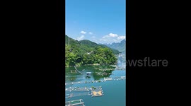 Drone Footage Of Dahua Yantan Bridge in Hechi City, China