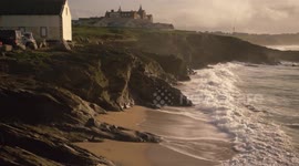 Pollution warning at popular Half term family beach, Fistral Bay, Newquay UK