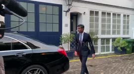 Candidate for UK's leadership race Rishi Sunak leaves his home