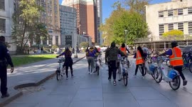 Bike ride for Domestic Violence Awareness Month in New York, USA