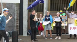 Ukrainians protest against Amnesty International in Sydney, Australia