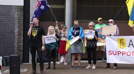 Ukrainians protest against Amnesty International in Sydney, Australia