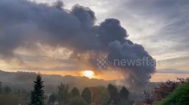 Fire at Welsh industrial park sends plumes of smoke into air