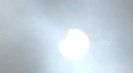 Partial solar eclipse spotted through clouds above Cornwall