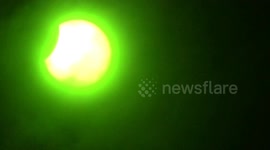 Filming the Eclipse today through my welding visor in tintagel  cornwall