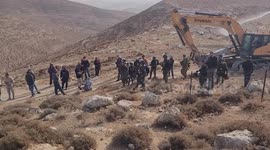 Israeli bulldozers demolish a Palestinian home under construction