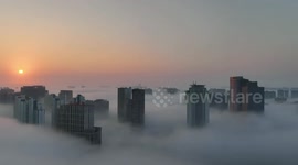 Heavy Fog Hit Huaian, Jiangsu, China