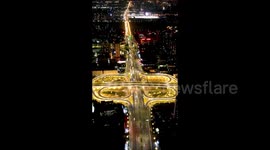 Drone Footage Of Overpass Night View In Nanning, China
