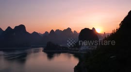 Sunrise Scenery of Dalong Lake in Nanning, China