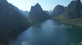 Aerial view of Tianchi Lake in Chongzuo City, China