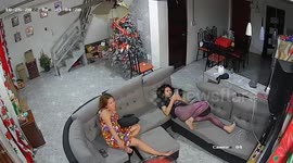 Philippines magnitude 6.4 earthquake shaking home as family watch TV