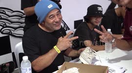 Skateboard legend Steve Caballero greets fans at park in Bangkok, Thailand
