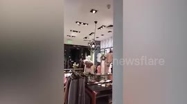 Lights and clothing racks sway during magnitude 6.4 Philippines earthquake