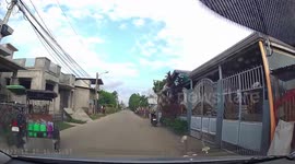 Quick-thinking driver brakes to avoid toddler dashing across street
