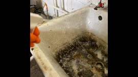 Infectiously dirty mop sink in abandoned restaurant subjected to a SATISFYING deep clean