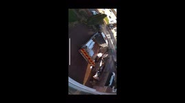 Caught on my home cctv funny House removal goes wrong as expanding foam bursts after loading skip