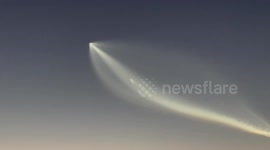 Scenic sunset view: SpaceX launches Falcon 9 rocket from California base