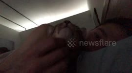 Having a morning cuddle with Ella the bengal cat