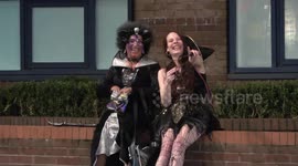 Fright night in Birmingham, England as revellers hit the town on Friday during Halloween festivities