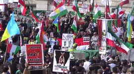 Iranian and Ukrainian protesters rally together in London’s Trafalgar Square