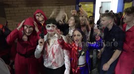 Halloween revellers take to Broad Street in Birmingham, England on Saturday night in epic fancy dress