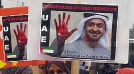 Protesters condemn UAE involvement in Tigray atrocities in front of Arsenal’s Emirates Stadium