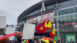 Protesters at Arsenal's Emirates Stadium condemn UAE involvement in Tigray conflict