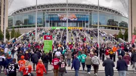 NFL London Games: Broncos and Jaguars fans arrive at Wembley Stadium for American football match