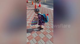 Girl wears hilarious grandmother costume for Halloween