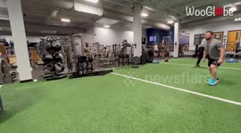 CRAZY Box Jump Fail derails fitness freak's attempt to reach new heights *LITERALLY*