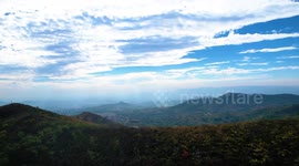 Citizens Climbing Baiyun Mountain in Binzhou, China