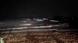 Boats in Dorset battered by waves whipped up by Storm Claudio