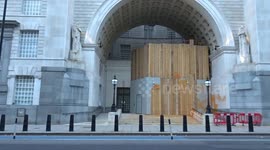 MI5 HQ painted orange by Just Stop Oil activists to stop new oil and gas projects - London